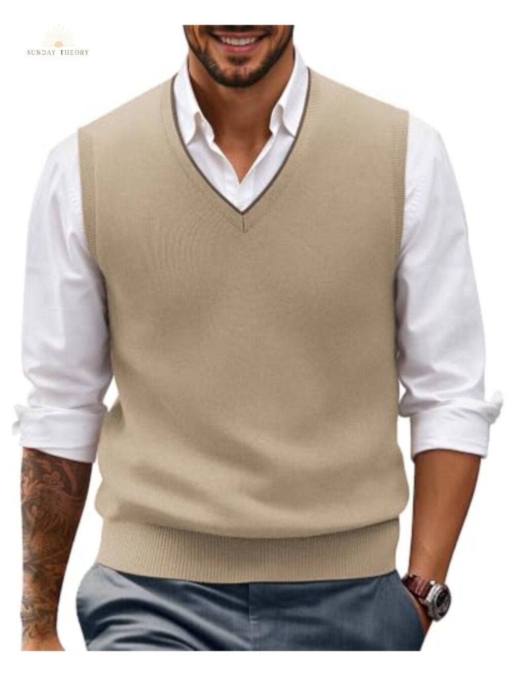 Mens Wool Blend Sweater Vest V-Neck Sleeveless Pullover Business Casual
